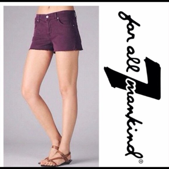 Brand New Seven 7 for all Man Kind Purple Cut off Fringed Denim Shorts Size 26 - Picture 1 of 1